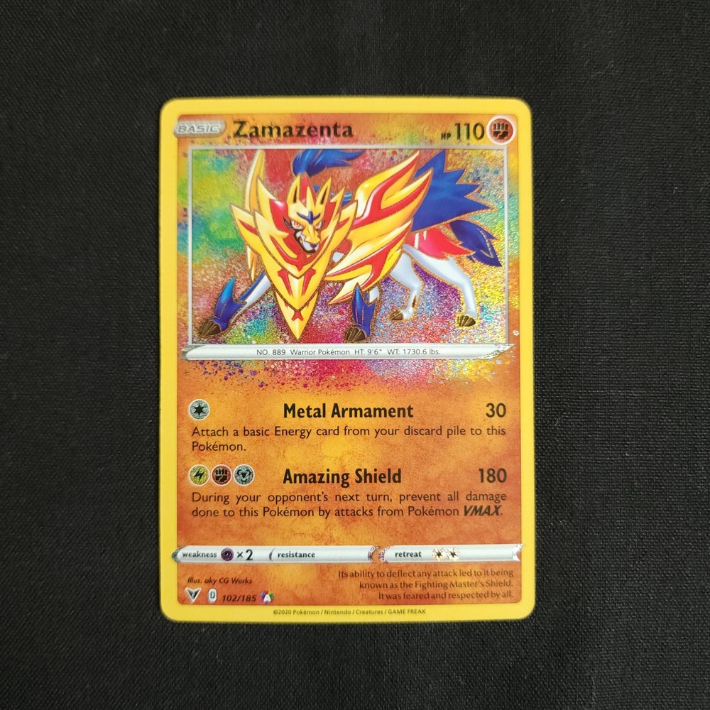 Pokemon Zamazenta Card Amazing Rare 102/185 Vivid Voltage